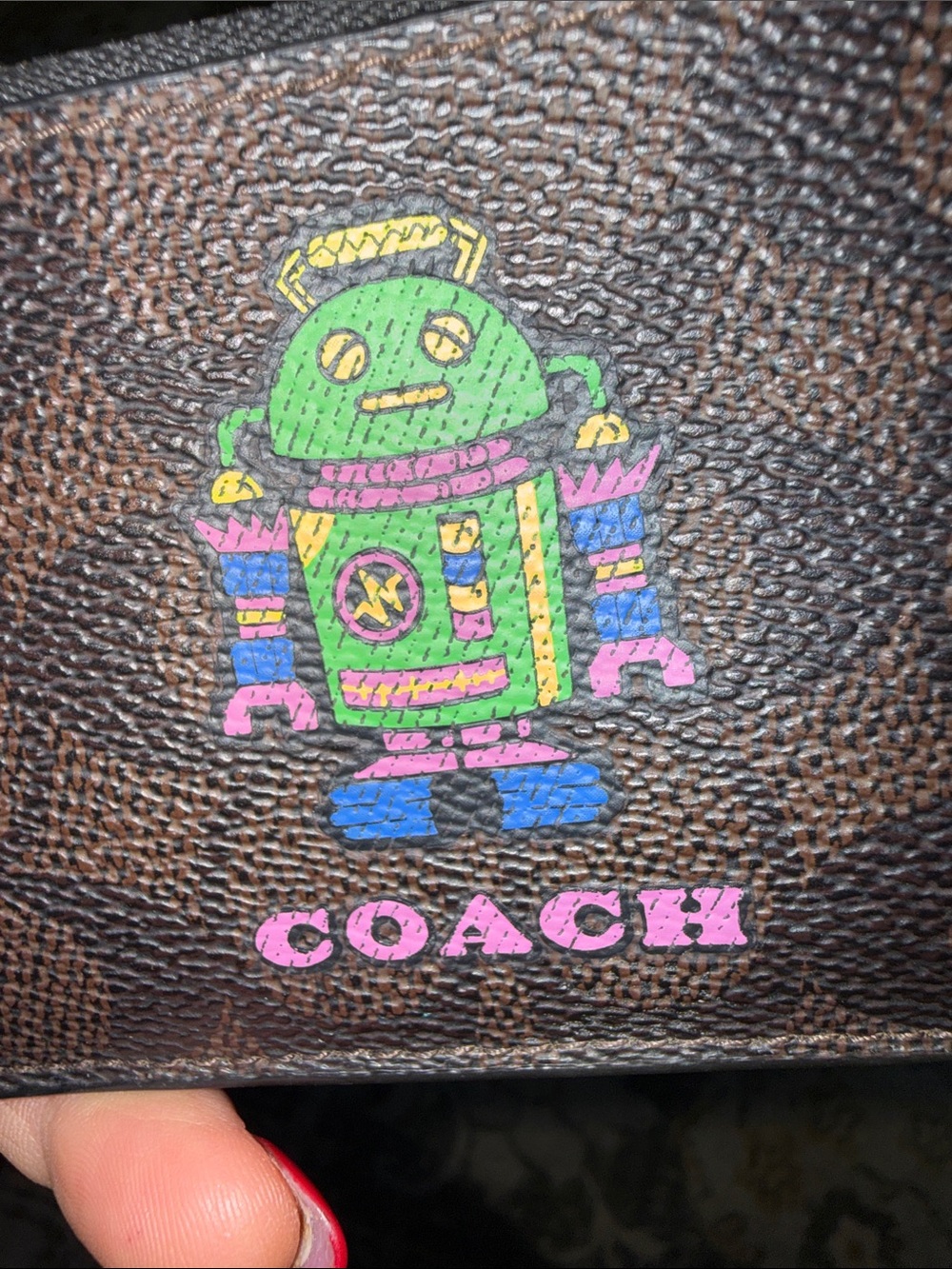 Coach Robot Motif Black Leather Card Holder rear - Picture 3 of 9
